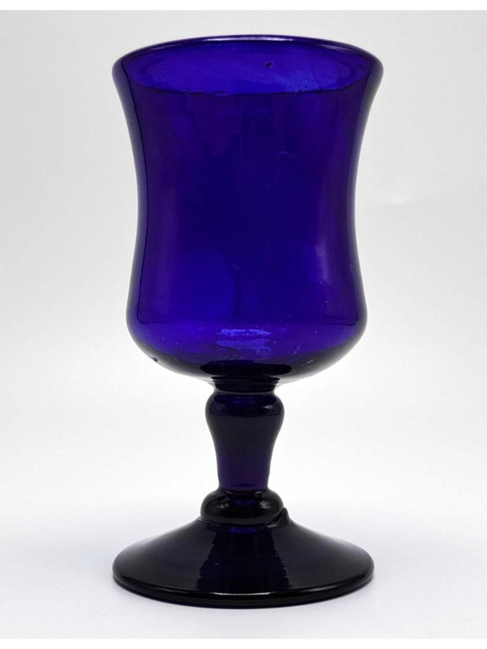 Hand Blown Cobalt Blue Glass Goblet 4 Fl Oz Beautiful Vintage Style